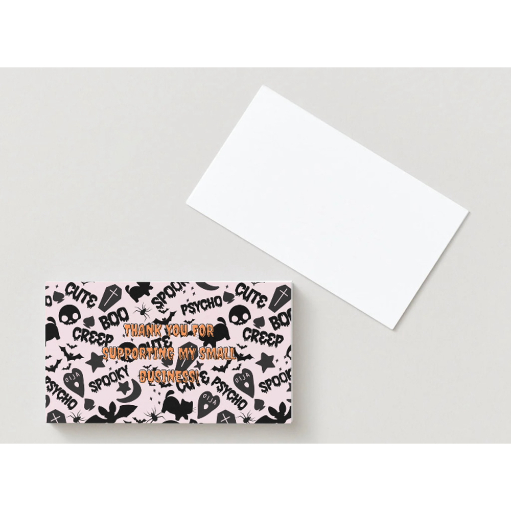 Thank You Pink Spooky Boo Halloween Small Business Cards 50 Ct